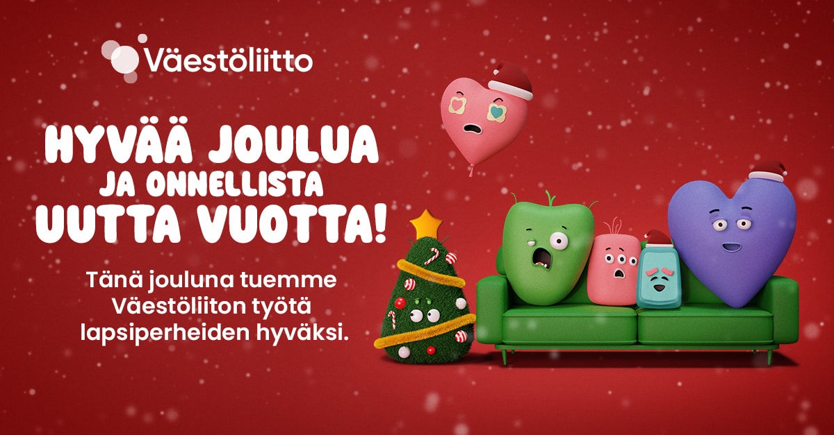 Väestöliitto. Hyvää joulua ja onnellista uutta vuotta! Tänä jouluna tuemme Väestöliiton työtä lapsiperheiden hyväksi.